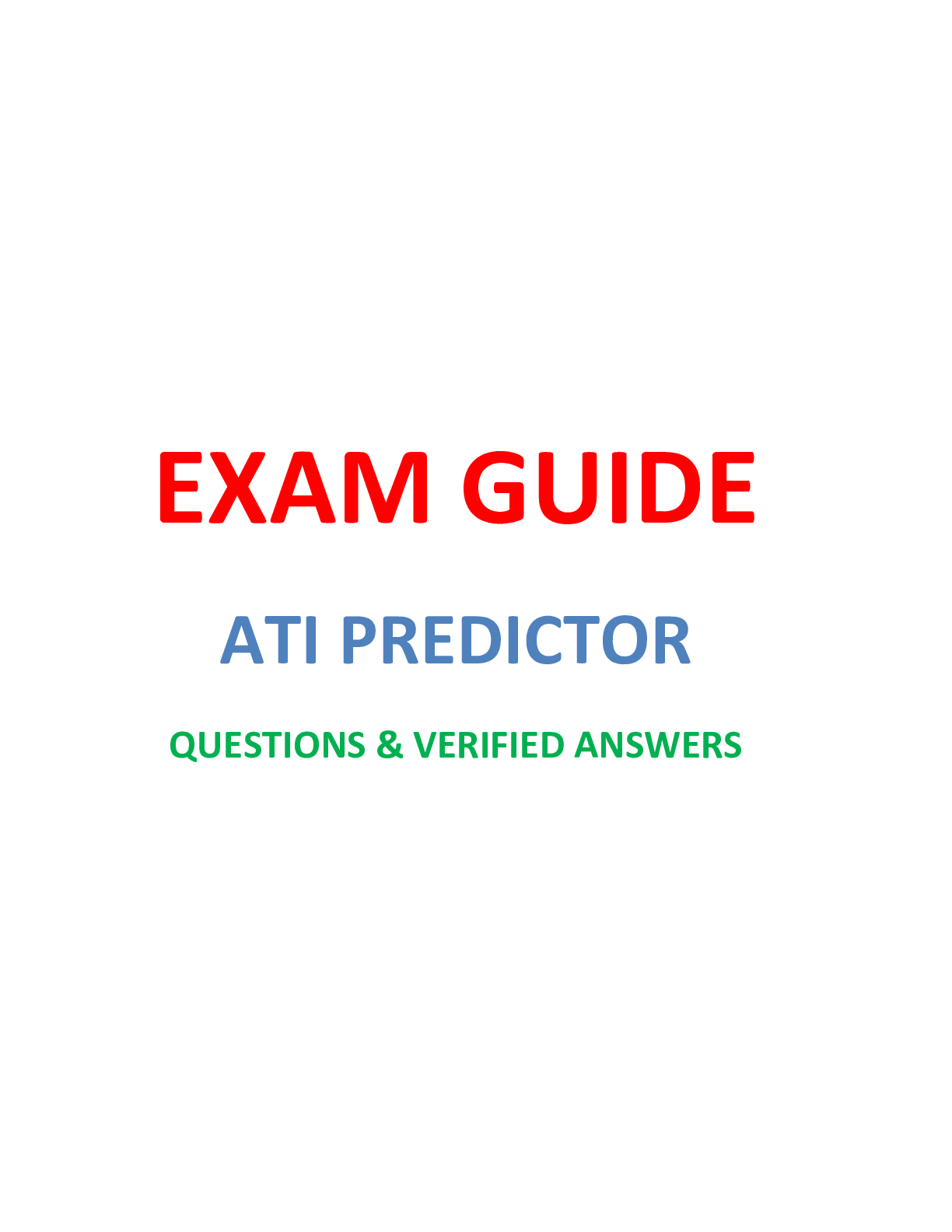 Preview image for ATI Predictor. Questions and Verified Answers.